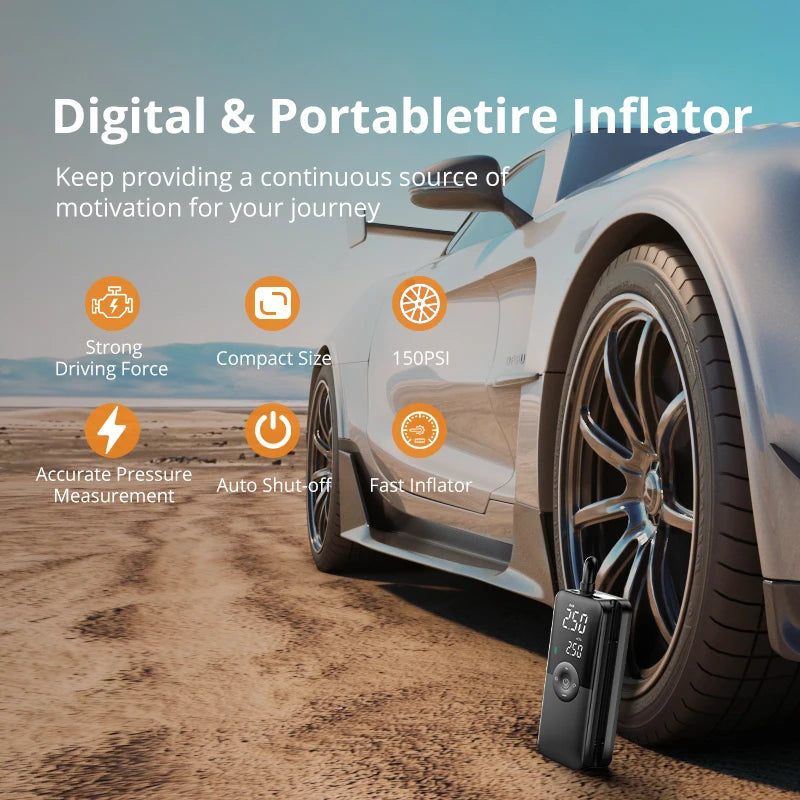 Cordless Tire Inflator with Digital Gauge
